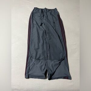 Adidas Mens Medium Gray Mesh Lined Striped‎ Windbreaker Track Pants